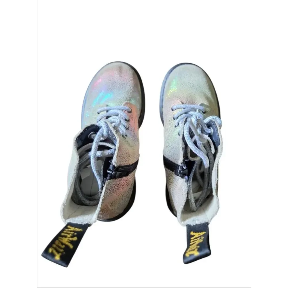 Dr Doc Martens 1460 Pascal J Kidray Iridescent Rainbow Junior sz 13 Combat Boot